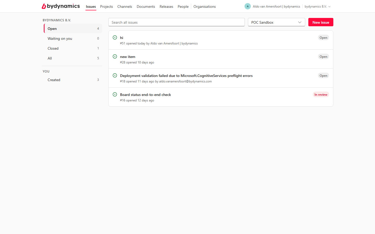 The Issues tab
